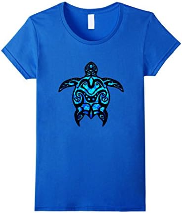 Women's Tribal Hawaiian Honu Turtle Island T-shirt Medium Royal Blue