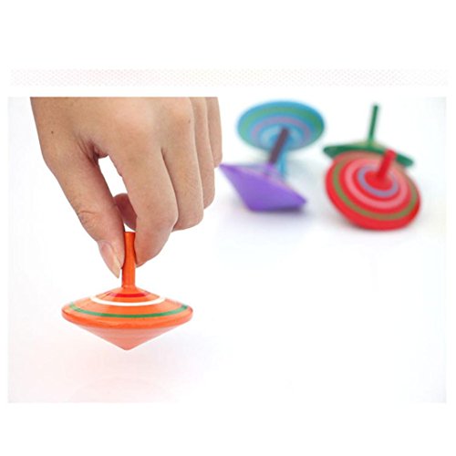 Fiaya Kids Novelty Wooden Colorful Gyroscopes Spinning Top Toy - Thumbnail 2
