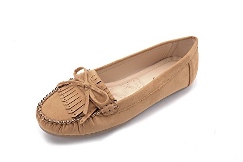 Mlia Lady Womens Casual Slip On Loafer Moccasins Flats Driving & Walking Shoes Zoe Tan/Suede 7.5