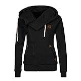AJ FASHION Women's Oblique Zipper Hoodies Funnel Neck Full Zip Hooded Sweatshirt