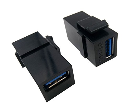 Poyiccot USB 3.0 Keystone Jack Inserts, (2-Pack) USB to USB Adapters Female to Female Connector For Wall Plate Outlet Panel-Black