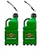 2 Pack Sunoco 5 Gallon Green Race Utility Jugs and 2 Deluxe Filler Hoses