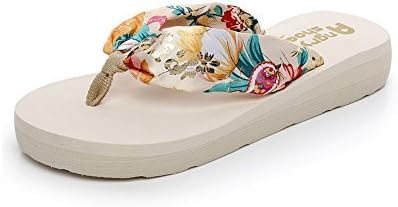 Desen Women's Floral Summer Satin Flip Flop White 6 B(M) US