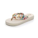 Desen Women's Floral Summer Satin Flip Flop White 7 B(M) US