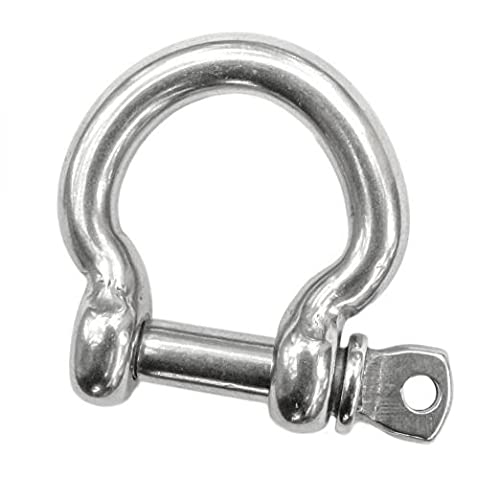 10mm (3/8") - Marine Grade A4 Stainless Steel Winch D Omega Ring Shackle Dee Lock (Pack of 2) H11B/1