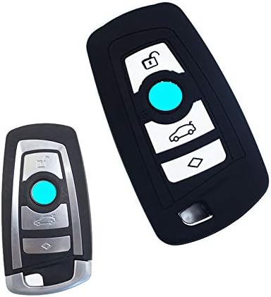 ECOiNVAfor BMW X1 X2 X3 X4 X5 X6 X7 R56 R60 Mini Cooper One Countryman Car Key Case Fob Cover Silicone Keycases Remote Control Cases (F-Black)