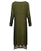 ZANZEA Ladies Cotton Linen A-line Half Sleeve Split Hem Baggy Long Maxi Dress Army Green 16