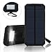 Power Bank 12000mAh Solar Charger Portable Hook Dual USB External Battery Charger for iPad/ iPhone/ Samsung/ Camera LED Flashlight for Emergency Outdoor Camping Travel ( Black )