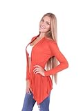 Hollywood Star Fashion Women's Long Sleeves Shark Bite Hem Open Cardigan