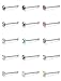 Jstyle 22G 15 Pcs Stainless Steel Nose Rings Studs Piercing Body Jewelry 1.5mm 2mm 2.5mm 3mm