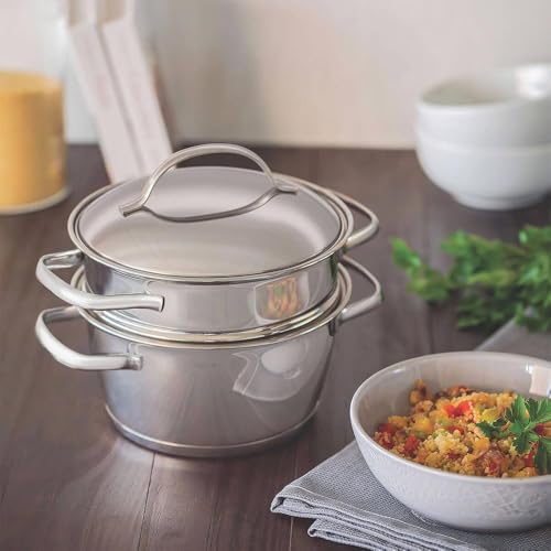 Cuscuzeira com Fundo Triplo 2 Peça, Tramontina, 65650050, Inox