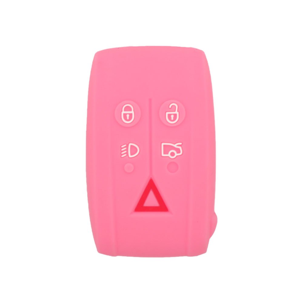 BROVACS Silicone Cover Protector Case Holder Skin Jacket Compatible with JAGUAR 5 Button Smart Remote Key Fob CV4983 Pink