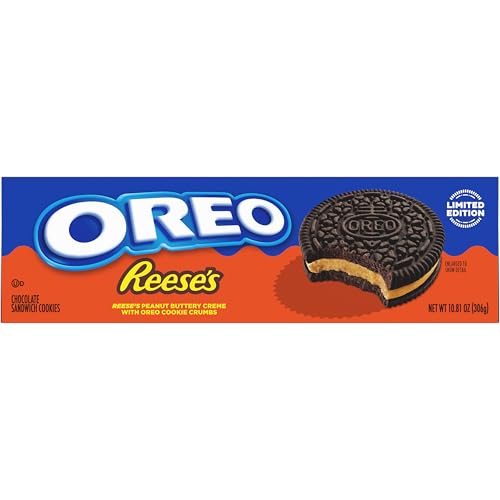 OREO REESE’S PEANUT BUTTERY CREME CHOCOLATE SANDWICH COOKIES, LIMITED EDITION, 10.81 OZ