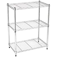 Amazon Basics 3-Shelf Adjustable, Heavy Duty Storage Shelving Unit (250 lbs loading capacity per shelf), Steel Organizer Wire Rack, Chrome (23.3L x 13.4W x 30H)