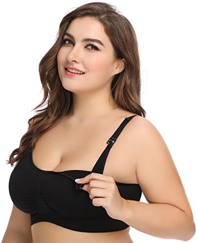 LYSHION Nursing Bra - Full Bust Seamless Nursing Maternity Breastfeeding Bras with High Elasticity and Width Adjustable