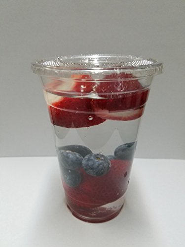 Ace Resources Group Disposable Plastic Clear Cups with Flat Lids for cold drinks, iced coffee, boba, tea, smoothie 16oz (100 sets)