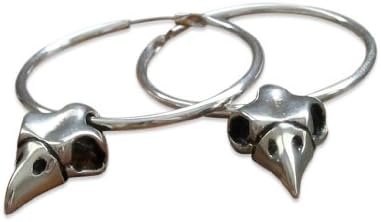 Moon Raven Designs - Sterling Silver Owl Skull Hoop Earrings - Jewelry with an Edge Inspired By Nature