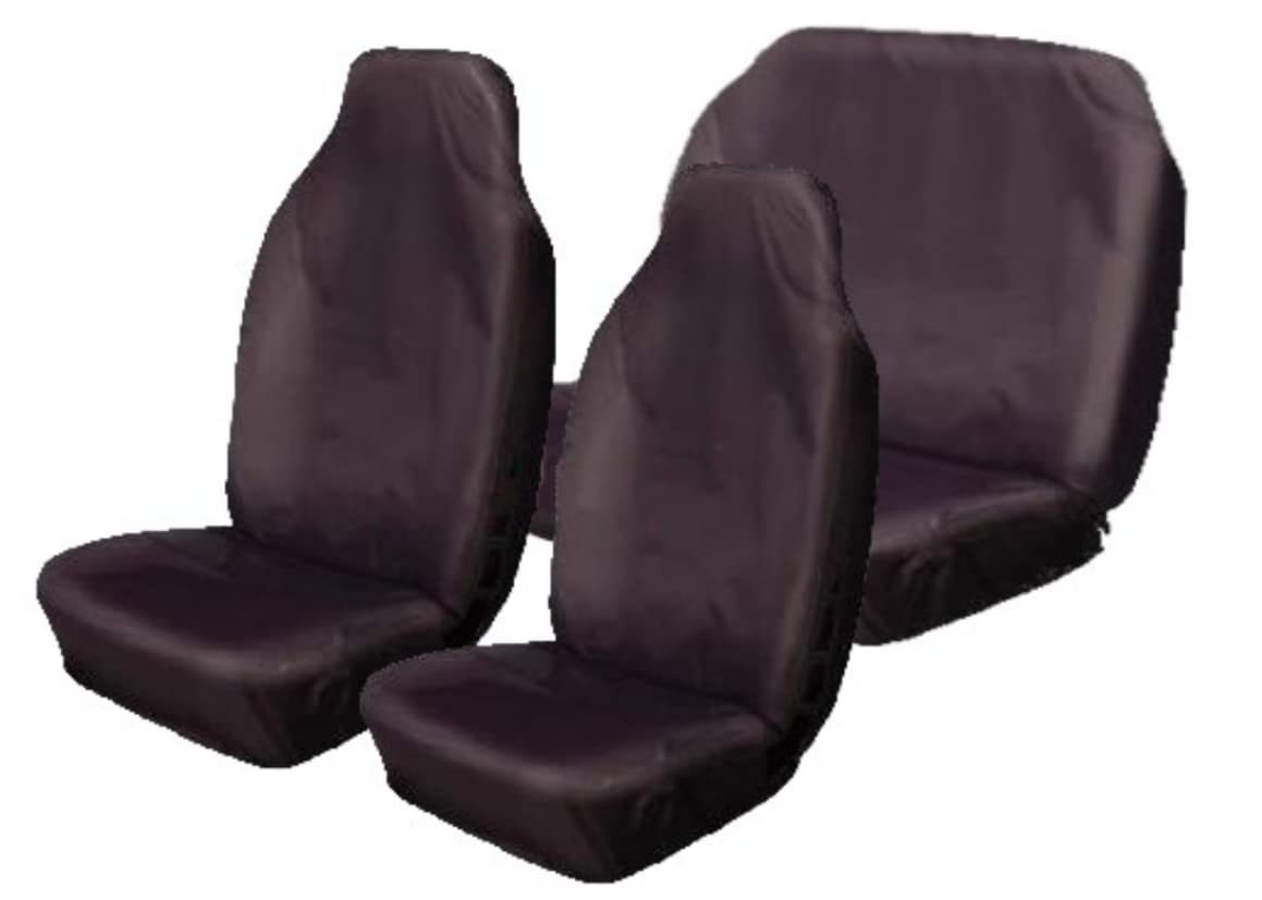 Carseatcover-UK Heavy Duty Black Waterproof Car Seat Covers Full Set, Universal Fit Car Seat Protector, Front & Rear/Back Car Seat Cover for Dogs, Children, Mechanics