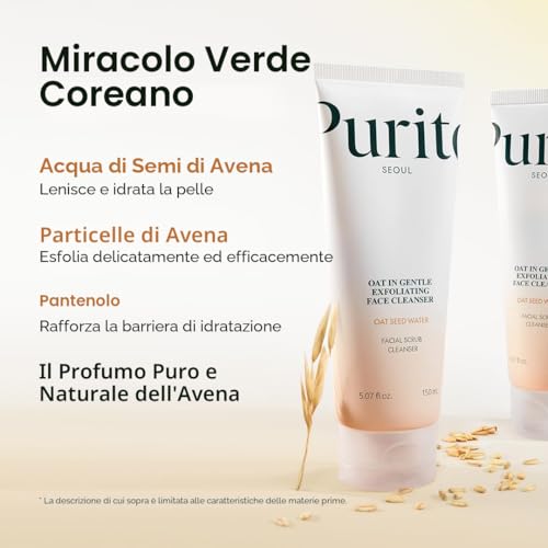 PURITO Korean Oat Exfoliating Face Polish Gentle and Efficient Scrub Suitable for All Skin Types Moisturizing Soothing Solution 150 ml