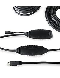 Plugable 32.8 foot (32 foot), USB 3.0) Cable de extensión activo con adaptador de alimentación de CA y back voltage protección