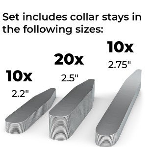 40 Metal Collar Stays - 3 Sizes in a Divided Box, by Quality Stays - //coolthings.us