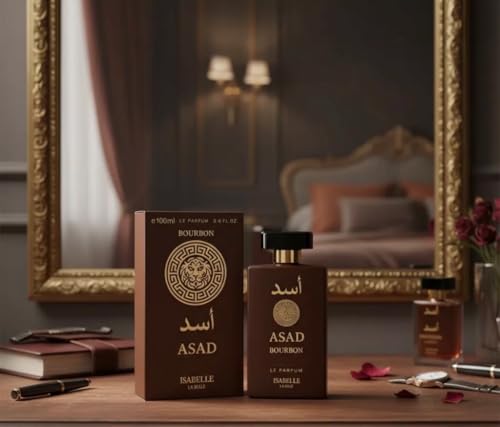 Perfume Arábe Asad Bourbon Isabelle La Belle 100ml, Amadeirado com Notas de Pimenta Rosa, Âmbar e Lavanda