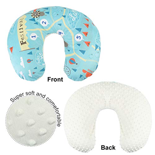 BORITAR Festival Nursing Pillow Slipcover Minky for Boys and Girls, Super Soft Classic Nursing Pillow Cover with White Dotted Backing, Blue