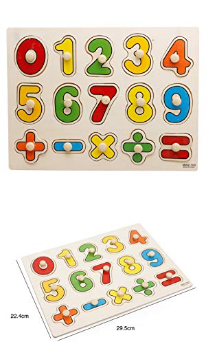 VolksRose 12 Pcs Wooden Matching Pegged Puzzles - Arithmetic - Creative Wood Educational Shape and Color Puzzle for Your Kids - Thumbnail 2