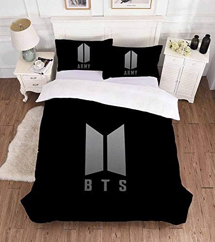Kpop BTS 3-piece duvet cover set and pillowcases, with zipper and security tapes