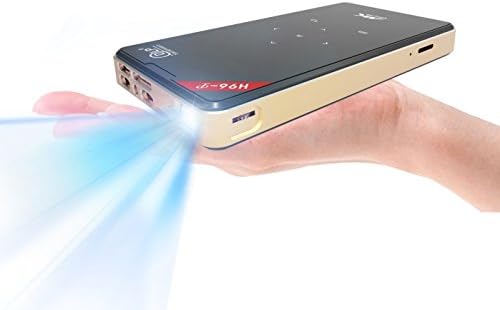 Mini Portable Projector, Mobile Portable Projector, Smart Pico Projector Keystone Support WIFI HDMI 1080P Rechargeable for Home Theater, Office Meeting and Camping 2GB/16GB H-96P