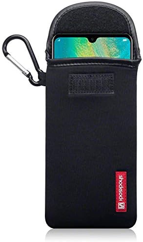 Shocksock, Compatible with Huawei Mate 20 Case, Neoprene Shock Resistant with Carabiner - Black