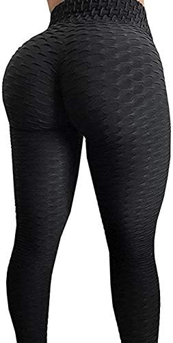 AGROSTE Women's High Waist Yoga Pants Tummy Control Workout Ruched Butt Lifting Stretchy Leggings Textured Booty Thights