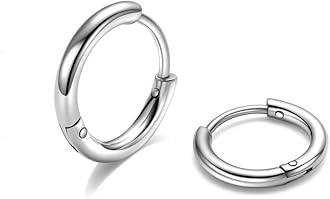 Yesteel316L Surgical Steel Hoop Earrings, 6mm-20mm Huggie Hoop Earrings Men Hypoallergenic, Small Sleeper Mens Hoop Earrings Cartilage Earrings for Women 20G 18G