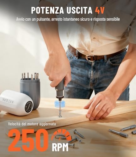 Mini Cacciavite Elettrico, Mini Avvitatore a Batteria con 12 Punte, Punte in Acciaio S2,1500 mAh, Luce LED, Set Cacciaviti Precisione per Laptop, Occhiali, Orologi e Riparazioni (Bianco)