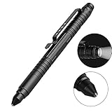 KevenAnna LED Flashlight Tactical Glass Breaker Survival Aircraft Aluminum Self Defense Pen with Writing for Men and Women