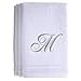Monogrammed Towels Fingertip, Personalized Gift, 11 x 18 Inches - Set of 4- Silver Embroidered Towel - Extra Absorbent 100% Cotton- Soft Velour Finish - For Bathroom/ Kitchen/ Spa- Initial M (White)