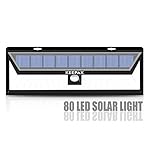 Keepax 80 LED Motion Sensor Solar light With 5 LEDs Both Side, Polycarbonate Lampshade 120 Degree Wide Angle, 1200 Lumens Waterproof Security Wall Lights for Garden Patio Path