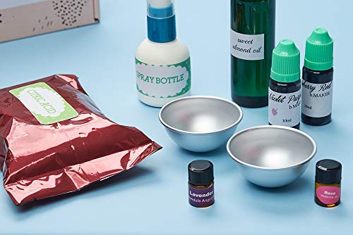 bMAKER DIY Bath Bomb Making Kit - Lavender & Rose Essential Oil, Colorants, Easy to Do - Fun Science Project - Gift Idea for kids and adults