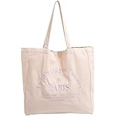 Kehpish Cotton Canvas Tote Bag Reusable Soft Grocery Cloth Bag Floral Shoulder Bag for Beach Travel Shopping