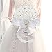 AerWo Bridal Bouquets - White Wedding Flower Bouquet Handmade Rose Rhinestone Pearl Bridal Bouquet Artificial Silk Flower with Lace - Being the Most Beautiful Bride