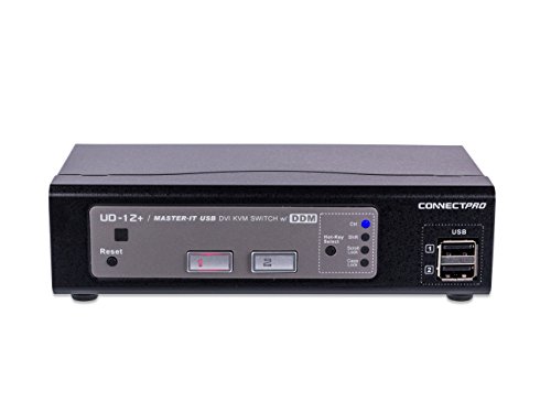 ConnectPRO UD-12+KIT, 2-port USB DVI KVM switch w/ DDM & multi-hotkey