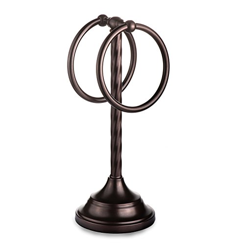 AMG and Enchante Accessories Free Standing Fingertip Hand Towel Ring Modern Spiral Holder Tree Rack, TT100002 ORB, Oil Rubbed Bronze - Thumbnail 4