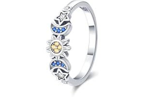 TINSLO Silver Ring 925 Silver Rings for Women Colorful Cubic Zirconia Ring Wide Set Ring for Women Fashion Ring as Gift Ring Sterling Silver Rings Size 6-9