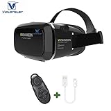 VICTORSTAR @ 3D VR Glasses + Rechargable Bluetooth Remote Controller, 3D VR Headset Virtual Reality Box with Adjustable Lens and Strap ,Suitable for 3.5-6.0 inch Smartphone for 3D Movies and Games