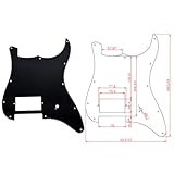 Kmise A2120 1 Piece Black 3-Ply Pickguard for Fender Strat Guitar Replacement