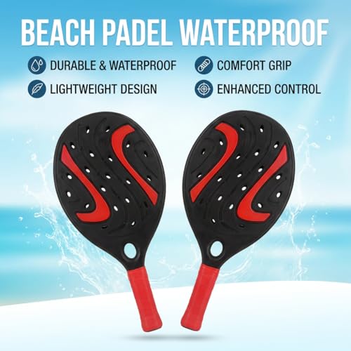 Pair of Beach Padel Beach Tennis Rackets with Soft Ball Set Wooden Rackets Sea, Beach Pool, Sea Garden, Beach Rackets Waterproof Water Resistant