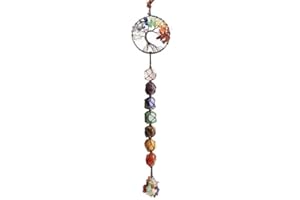 Fmelut Tree of Life 7 Chakra Stones Dream Catchers Healing Crystals Gifts Feng Shui Witchy Room Decor for Women Hangings for Curtain Cars