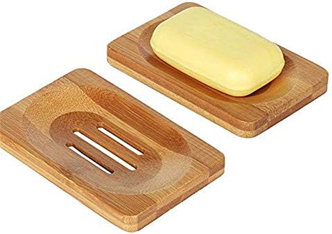 MUXItrade 2PCS Natural Wooden Bamboo Soap Dish Storage Holder Soap Holder for Bathroom Shower Soap Dish
