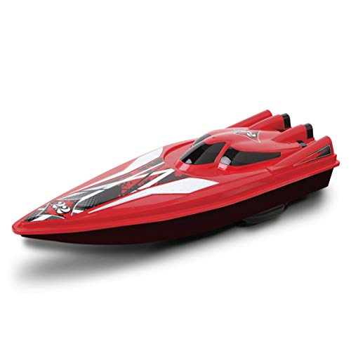 BLACK SERIES RC Speedboat Racers, Remote Control Boat with Real Motorized Propellers, Works in Water, Pools, Lake, and Freshwater Environments, 2.4 GHz, Up to 80 Feet Operating Range - RED