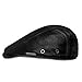 LETHMIK Genuine Deerskin Flat Cap Irish Newsboy Ivy Hat Unique Cabbie Driving Cap Black-XXL